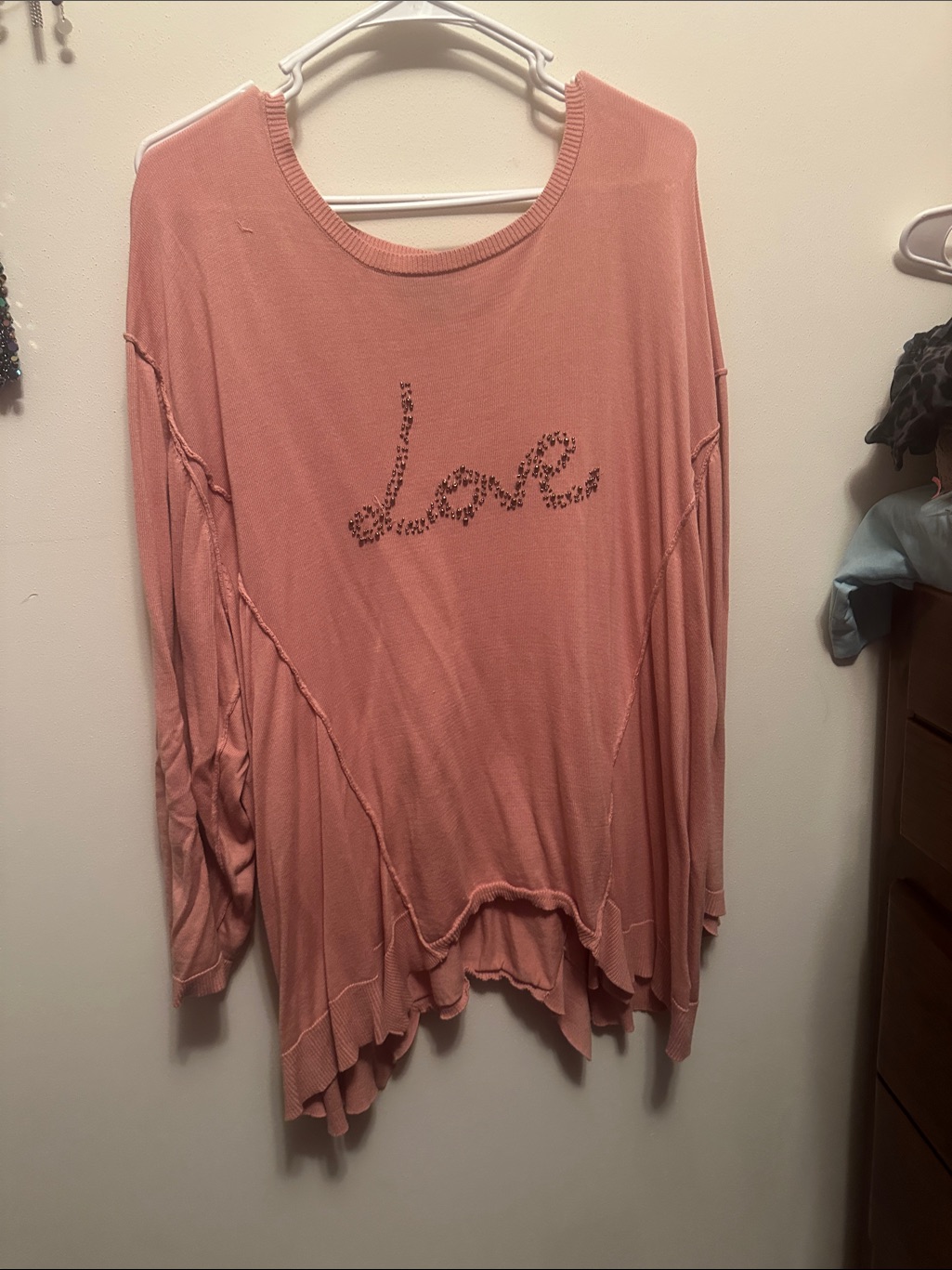 Ellos Rose Pink 'Love' Embellished Lightweight Pullover